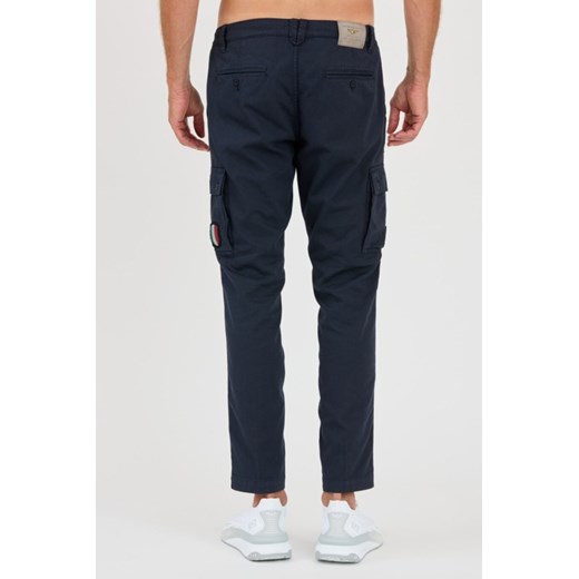 AERONAUTICA MILLITARE Granatowe bojówki TROUSERS, Wybierz rozmiar 54 Aeronautica Militare 52 okazja outfit.pl