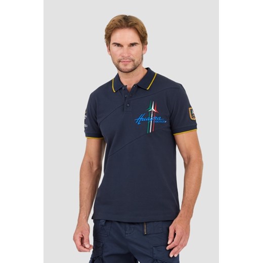 AERONAUTICA MILLITARE Granatowa koszulka polo Sleeve, Wybierz rozmiar XXL Aeronautica Militare XL wyprzedaż outfit.pl