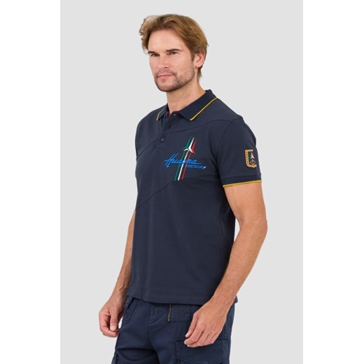 AERONAUTICA MILLITARE Granatowa koszulka polo Sleeve, Wybierz rozmiar XXL Aeronautica Militare XXL promocja outfit.pl