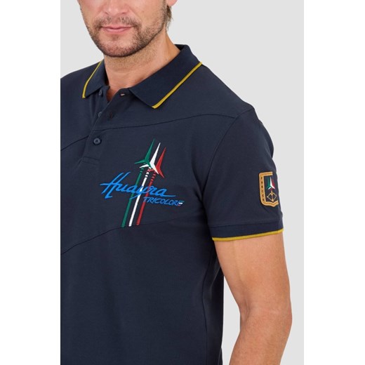 AERONAUTICA MILLITARE Granatowa koszulka polo Sleeve, Wybierz rozmiar XXL Aeronautica Militare M okazyjna cena outfit.pl