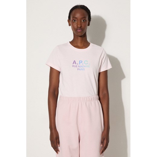A.P.C. t-shirt bawełniany Jenny kolor różowy COEAV.F26091-WHITE S okazja PRM