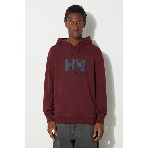 Helly Hansen bluza bawełniana HH LOGO HOODIE męska kolor bordowy z kapturem z Helly Hansen XL promocja PRM