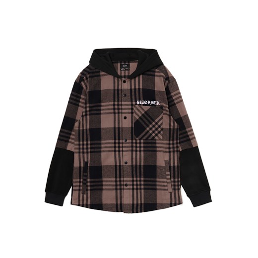 Cropp - Koszula z kapturem i kieszeniami - beżowy Cropp XL Cropp