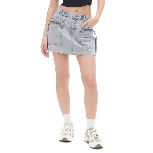 Cropp - Jeansowa spódnica mini - jasny szary ze sklepu Cropp w kategorii Spódnice - zdjęcie 174548032