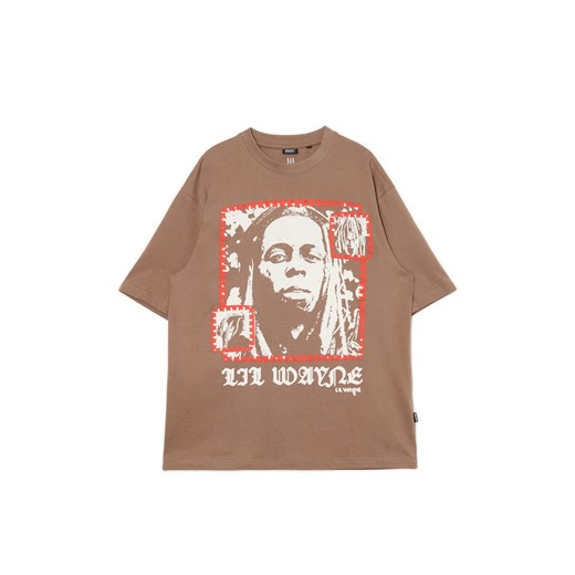 Cropp - Koszulka z nadrukiem Lil Wayne - beżowy Cropp S Cropp