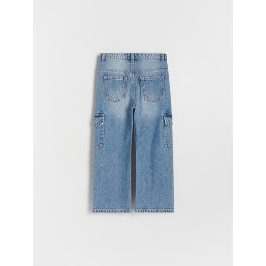 Reserved - Jeansy wide leg cargo - niebieski ze sklepu Reserved w kategorii Spodnie dziewczęce - zdjęcie 174548404