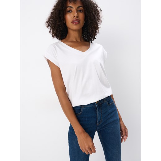 Mohito - Biały t-shirt z krótkim rękawem - biały Mohito S Mohito