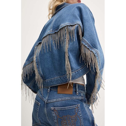 MUNTHE kurtka jeansowa TRUFFY damska kolor niebieski przejściowa oversize 243152024308 ze sklepu ANSWEAR.com w kategorii Kurtki damskie - zdjęcie 174552882