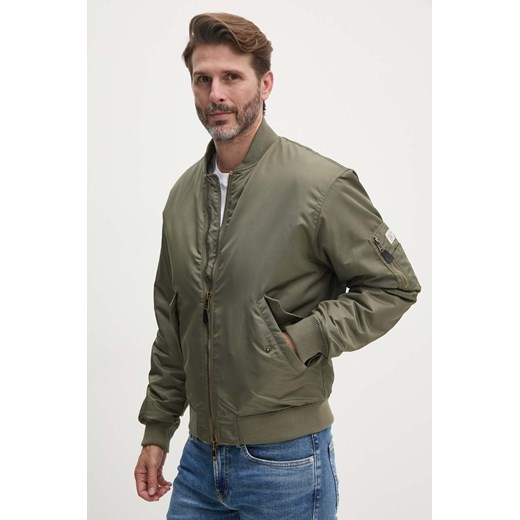 Guess Jeans kurtka bomber męski kolor zielony zimowa M4YL01 WG932 ze sklepu ANSWEAR.com w kategorii Kurtki męskie - zdjęcie 174553002