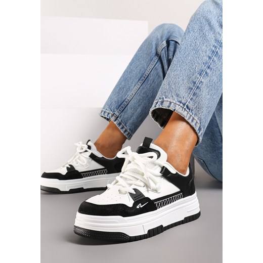Czarne Płaskie Klasyczne Sneakersy Sznurowane Mlitha ze sklepu born2be.pl w kategorii Buty sportowe damskie - zdjęcie 174555910