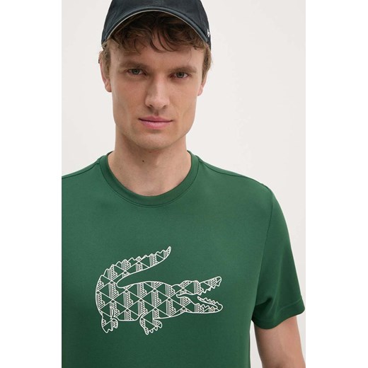 Lacoste t-shirt męski kolor zielony z nadrukiem TH2623 ze sklepu ANSWEAR.com w kategorii T-shirty męskie - zdjęcie 174557043
