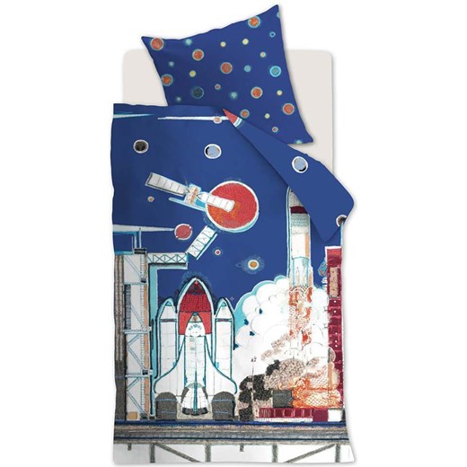 Hanneke de Jager Komplet pościeli renforcé &quot;Rocket Ship&quot; w kolorze niebieskim ze wzorem ze sklepu Limango Polska w kategorii Pościel dziecięca - zdjęcie 174558564