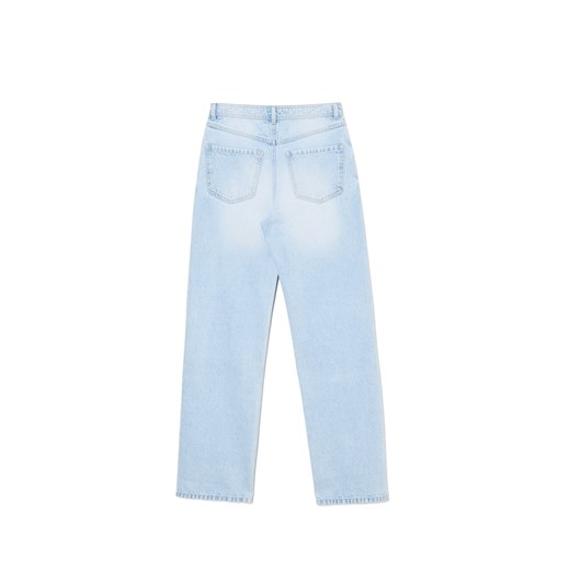 Cropp - Jasne jeansy straight z efektem sprania - niebieski Cropp 34 Cropp