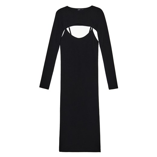 Cropp - Sukienka maxi z dodatkowymi rękawami - czarny Cropp L Cropp