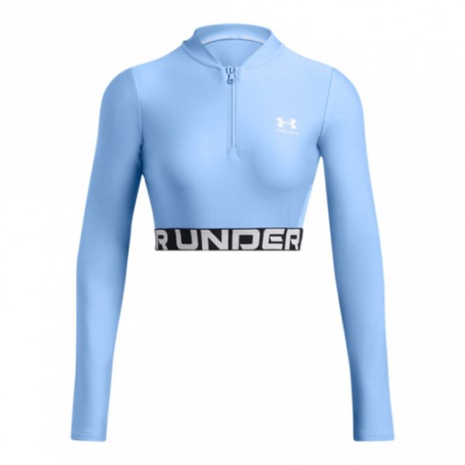 Damski longsleeve treningowy Under Armour Heatgear Rib 1/4 Zip Ls - niebieski ze sklepu Sportstylestory.com w kategorii Bluzki damskie - zdjęcie 174562474