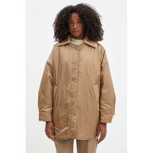 Weekend Max Mara kurtka dwustronna damska kolor beżowy przejściowa oversize 2425486011600 ze sklepu ANSWEAR.com w kategorii Kurtki damskie - zdjęcie 174567461