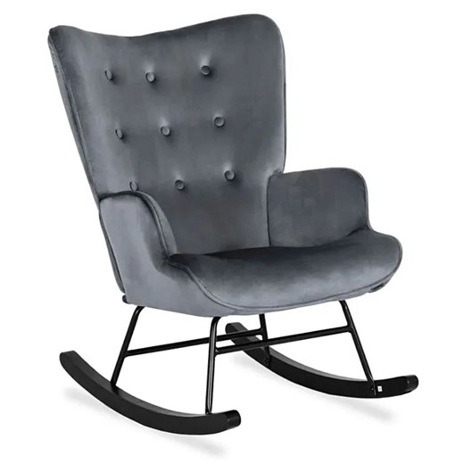 Szary welurowy fotel bujany uszak E4-R17 ze sklepu Edinos.pl w kategorii Fotele - zdjęcie 174570191