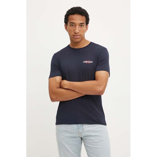 Guess Jeans t-shirt bawełniany męski kolor granatowy z nadrukiem M4YI55 K8HM0 ze sklepu ANSWEAR.com w kategorii T-shirty męskie - zdjęcie 174572091