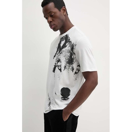 Armani Exchange t-shirt bawełniany męski kolor biały z nadrukiem XM000043 AF10334 ze sklepu ANSWEAR.com w kategorii T-shirty męskie - zdjęcie 174572121