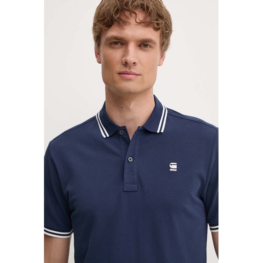 G-Star Raw polo męski kolor niebieski gładki ze sklepu ANSWEAR.com w kategorii T-shirty męskie - zdjęcie 174572160
