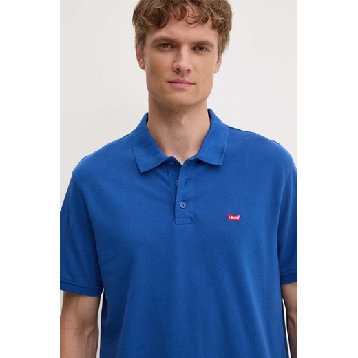 Levi&apos;s polo bawełniane kolor niebieski gładki ze sklepu ANSWEAR.com w kategorii T-shirty męskie - zdjęcie 174572243