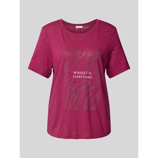 T-shirt z prążkowanym okrągłym dekoltem ze sklepu Peek&Cloppenburg  w kategorii Bluzki damskie - zdjęcie 174572574