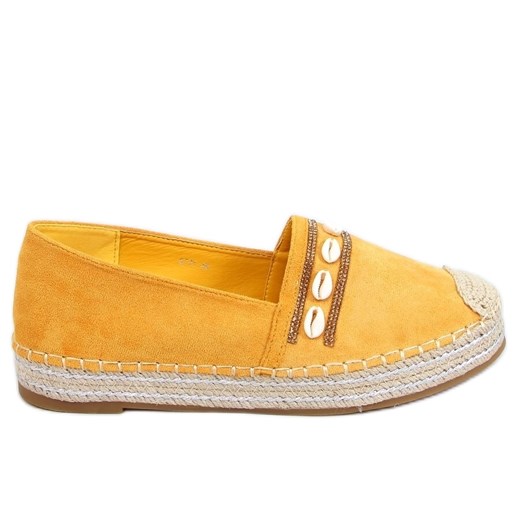 Espadryle z muszelkami Ocean Yellow żółte ze sklepu ButyModne.pl w kategorii Espadryle damskie - zdjęcie 174573911