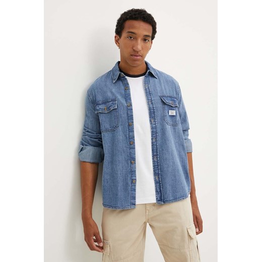 Guess Jeans koszula jeansowa męska kolor niebieski regular z kołnierzykiem klasycznym M4YH56 D5EI2 ze sklepu ANSWEAR.com w kategorii Koszule męskie - zdjęcie 174578753