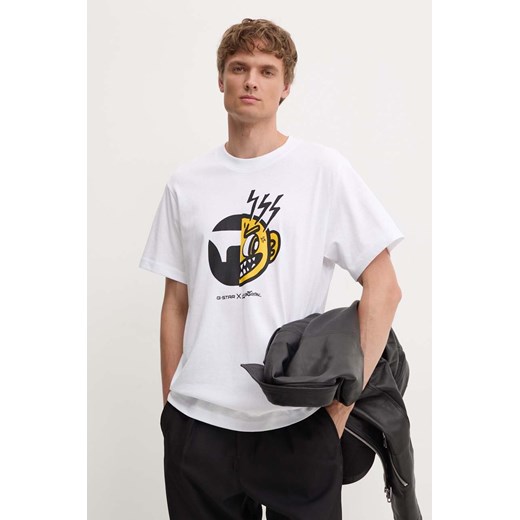 G-Star Raw t-shirt bawełniany męski kolor biały z nadrukiem D25701-C336 ze sklepu ANSWEAR.com w kategorii T-shirty męskie - zdjęcie 174579351