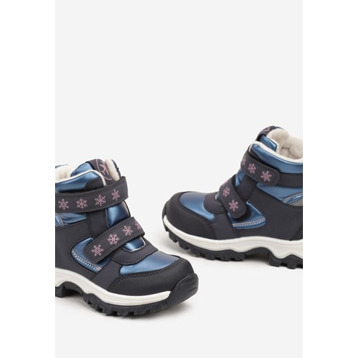 Buty zimowe dziecięce Born2be na rzepy z jeansu 