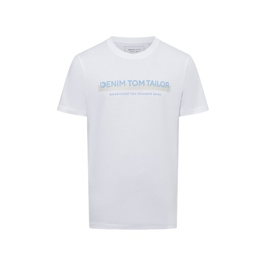 Tom Tailor Denim T-shirt męski Mężczyźni Bawełna biały nadruk ze sklepu vangraaf w kategorii T-shirty męskie - zdjęcie 174582613