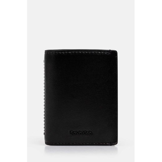 Calvin Klein etui na karty skórzane kolor czarny K50K512488 ze sklepu ANSWEAR.com w kategorii Etui - zdjęcie 174583853