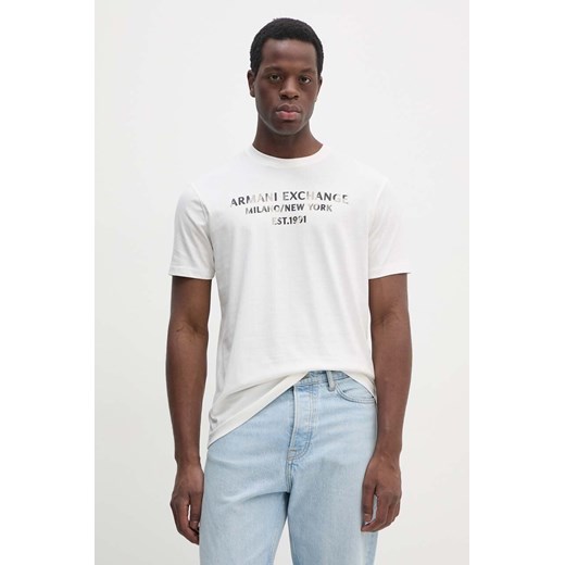 Armani Exchange t-shirt bawełniany męski kolor biały z nadrukiem 6DZTH5 ZJ9JZ ze sklepu ANSWEAR.com w kategorii T-shirty męskie - zdjęcie 174583993