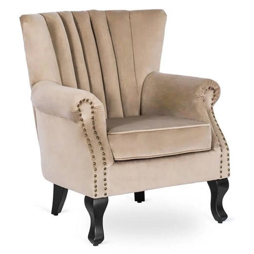 Beżowy fotel wypoczynkowy w stylu glamour D2-Z61 ze sklepu Edinos.pl w kategorii Fotele - zdjęcie 174584423