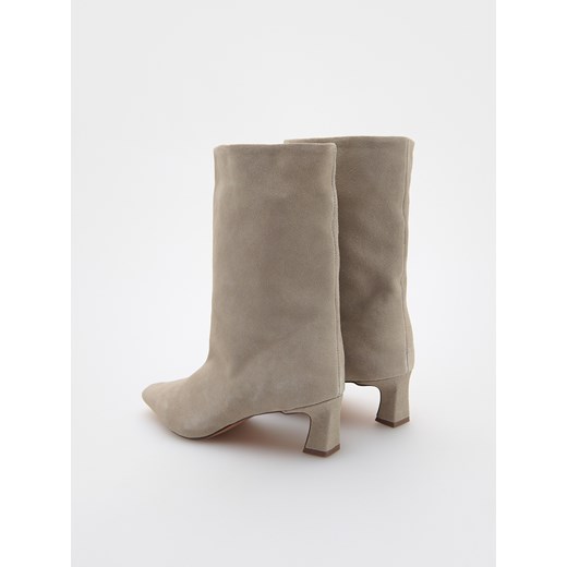 Reserved - Skórzane botki - beżowy Reserved 36 Reserved