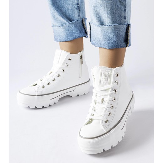 Białe trampki za kostkę Big Star MM274037 WHITE ze sklepu gemre w kategorii Trampki damskie - zdjęcie 174589391