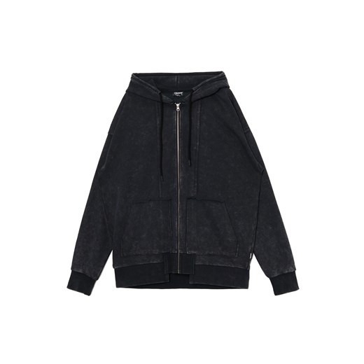 Cropp - Czarna rozpinana bluza z kapturem - czarny ze sklepu Cropp w kategorii Bluzy męskie - zdjęcie 174589942