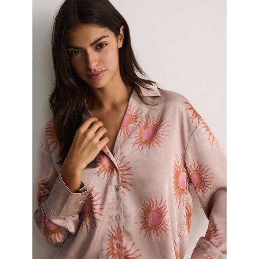 Reserved - Koszula ze wzorem - beżowy Reserved XL Reserved wyprzedaż