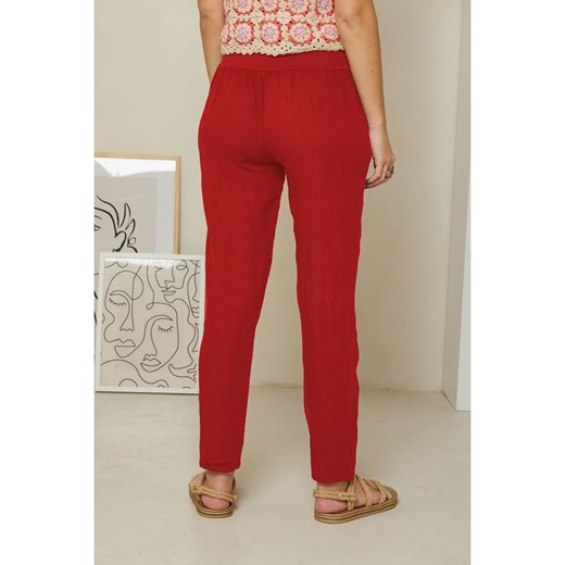 Rodier Lin Lniane spodnie w kolorze czerwonym Rodier Lin XL/XXL okazyjna cena Limango Polska