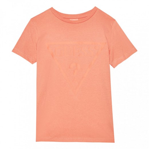 Damski t-shirt z nadrukiem Guess Adele SS CN Tee - koral ze sklepu Sportstylestory.com w kategorii Bluzki damskie - zdjęcie 174591134