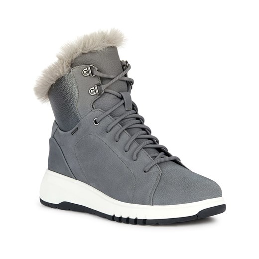 Kozaki damskie Geox tkaninowe na płaskiej podeszwie sznurowane casualowe 