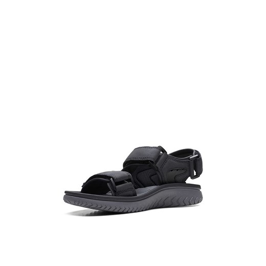 Sandały męskie Clarks tkaninowe czarne casual letnie na rzepy 