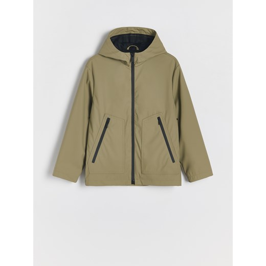 Reserved - Gumowana kurtka z kapturem - ciemnozielony Reserved 158/164 (12-13 lat) Reserved