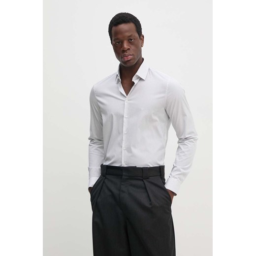 Calvin Klein koszula męska kolor biały slim z kołnierzykiem klasycznym K10K113537 ze sklepu ANSWEAR.com w kategorii Koszule męskie - zdjęcie 174598434