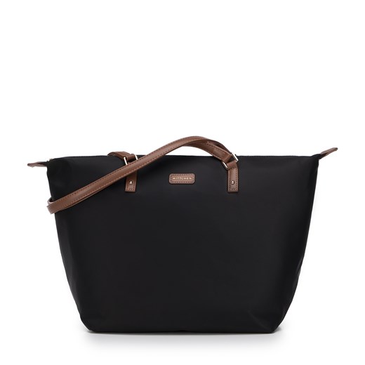 Damska shopperka z nylonu trapezowa czarno - brązowa ze sklepu WITTCHEN w kategorii Torby Shopper bag - zdjęcie 174600820