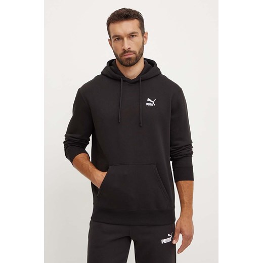 Puma bluza Classics męska kolor czarny z kapturem z nadrukiem 535596 ze sklepu ANSWEAR.com w kategorii Bluzy męskie - zdjęcie 174604223