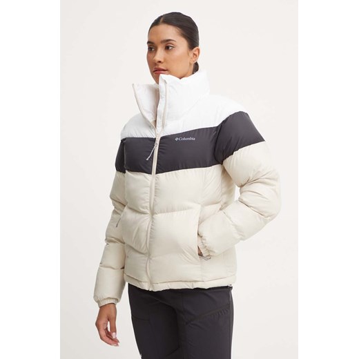 Columbia kurtka Puffect Colorblock damska kolor beżowy zimowa 2088481 ze sklepu ANSWEAR.com w kategorii Kurtki damskie - zdjęcie 174604290