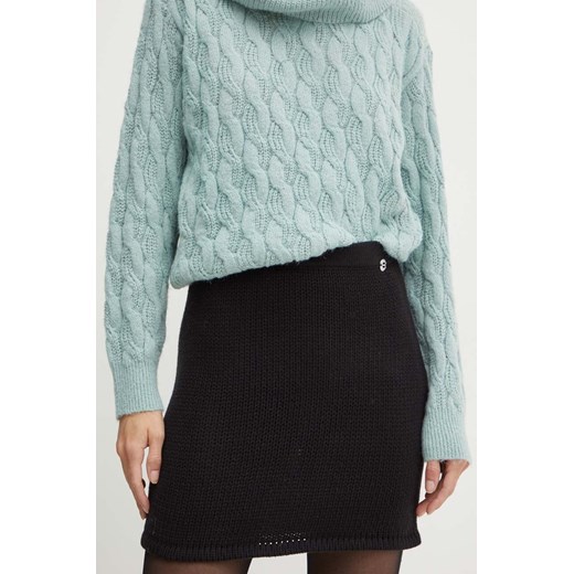 Twinset spódnica z domieszką wełny kolor czarny mini rozkloszowana 242AP3301 ze sklepu ANSWEAR.com w kategorii Spódnice - zdjęcie 174604353