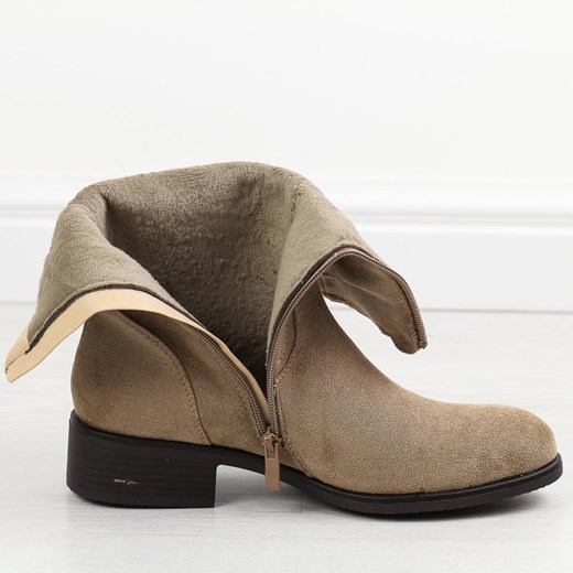 Botki beżowe Daszyński na obcasie 