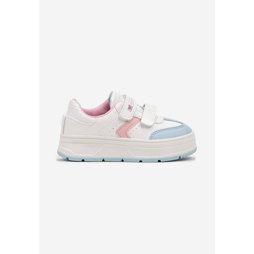Biało-Niebieskie Buty Sportowe Zapinane na Rzepy z Ozdobnymi Wstawkami Meribelles ze sklepu born2be.pl w kategorii Buty sportowe dziecięce - zdjęcie 174609033